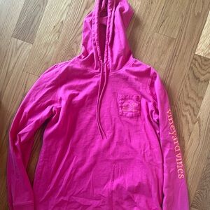 Vineyard Vines Hot Pink Whale Logo Lightweight Cotton Hoodie Women's Sz S